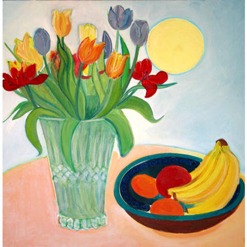 Tulips and fruit