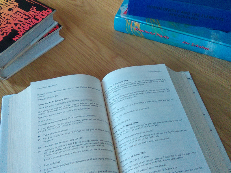 homeopathy books on desk