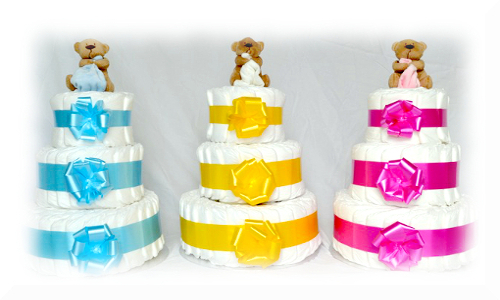 three nappy cakes